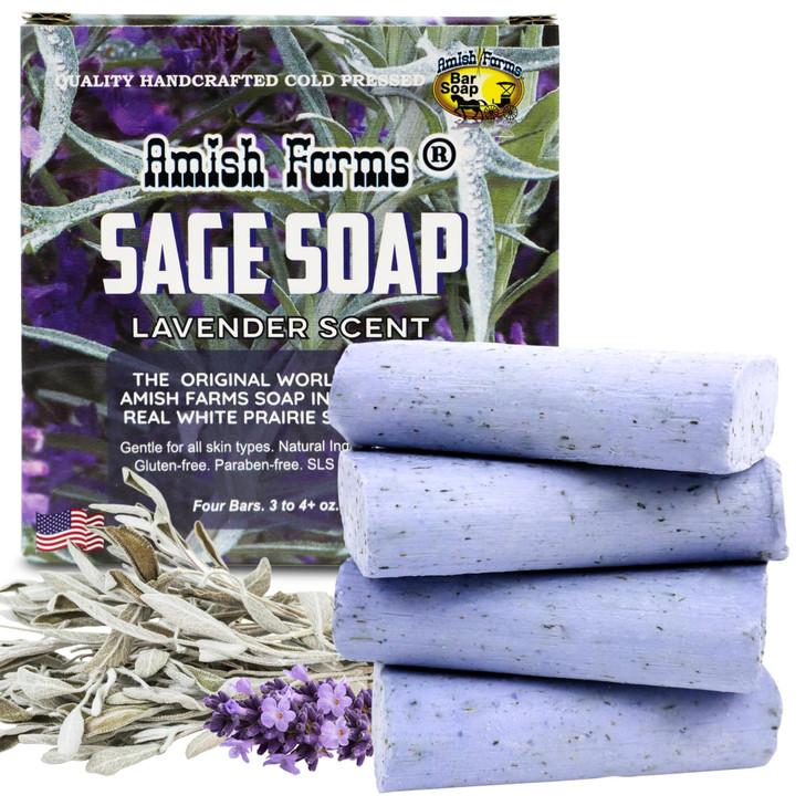 Amish Farms Sage Soap Bar, Original Recipe with Bentonite Clay, Lavender Scent  Handmade in USA, Face & Body Soap Scrub, No Parabens, No SLS, Gentle