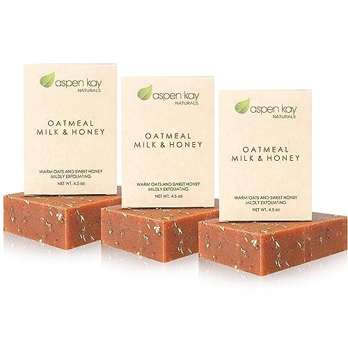 Aspen Kay Naturals Goats Milk, Honey & Oatmeal Soap Bar  with Organic Raw Honey, Goats Milk, Rolled Oats & Shea Butter - Exfoliating Soap  For All