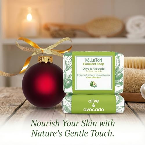 Kalliston Organic Avocado Cream & Olive Oil Soap Bar Gift Set  Shea Butter Moisturizer & Nourishing Cleanser, Pack of 2, Natural Skincare for Face &