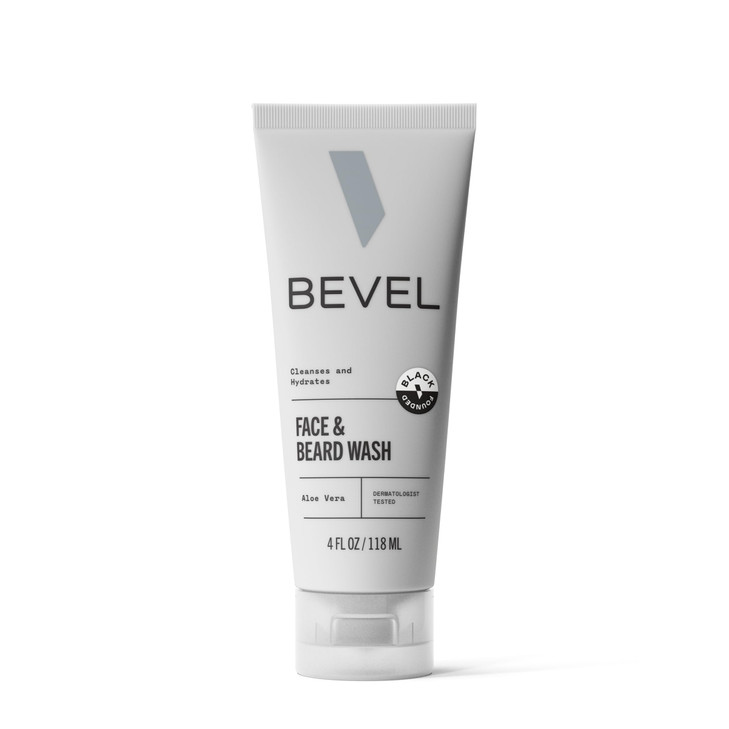 Bevel Face & Beard Wash For Men With Witch Hazel & Aloe Vera Cleansing Mens Face Wash That Hydrates and Brightens Skin and Softens Beard, 4 FL Oz