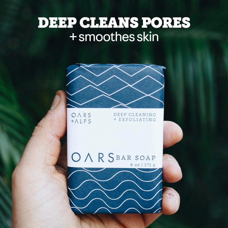 Oars + Alps Exfoliating & Moisturizing Bar Soap for Men, Deep Cleaning Soap, Clean Ingredients, All Skin Types, Blue Charcoal, 6pk