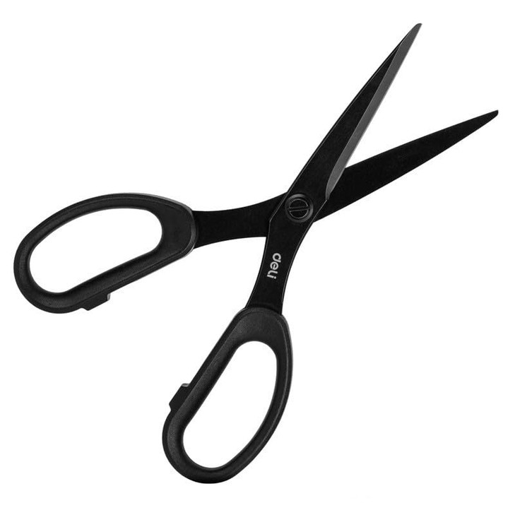 Deli Non-Stick Scissors, 8 Inch Stainless Steel Blades with Soft Grip Handles, Black/White Office Scissors for Paper, Fabric, Craft, Home & School Us