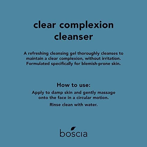 Boscia Clear Complexion Cleanser - Vegan Cruelty-Free Daily Face Wash & Pore Minimizer - Natural Clean Skin Care - Acne & Blackhead Remover -5.07 fl