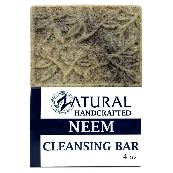 Zatural Neem Cleansing Bar  100% Plant-Based Neem Oil Soap for Face and Body  Cold-Pressed, Vegan, and Fragrance-Free  Natural Skin Support  4 oz