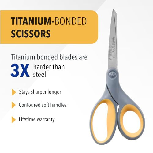 Westcott Titanium Bonded Scissors With Soft Handles, 7" Straight, single (13526)
