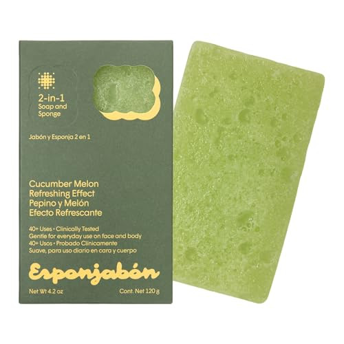 T.Taio Esponjabon Soap Sponge - Cleansing Shower Scrubber - Cleaning Bath Wash Scrub - Oil Removal - Massage & Lather Foot, Elbow, & Face - Bathroom