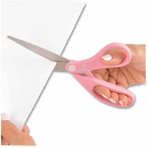 Westcott 15387 8-Inch Pink Ribbon Stainless Steel Scissors For Office and Home
