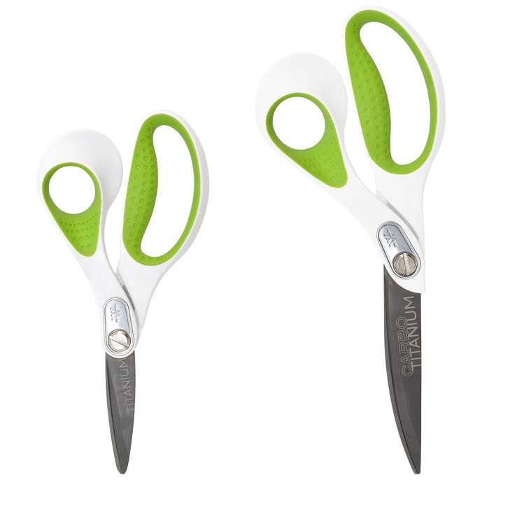 Westcott 7- and 9-Inch CarboTitanium Fabric Scissors for Fabric Cutting, Quilting, and Sewing Projects, White/Green, 2 Pack