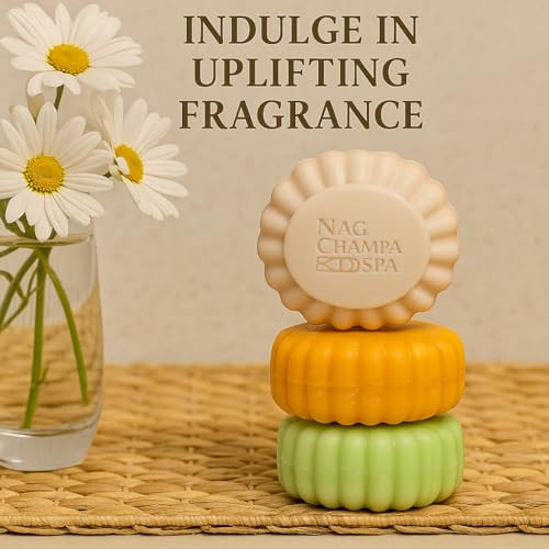 Nag Champa Soap Gift Set - 6 Bars (5.2 oz / 150gms Each) - 2 Bars of Nag Champa, Sandalwood, and Patchouli.