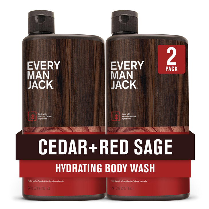 Every Man Jack Nourishing Cedar + Red Sage Mens Body Wash for All Skin Types - Naturally Derived Ingredients - Cleanse and Hydrate Skin with Coconut