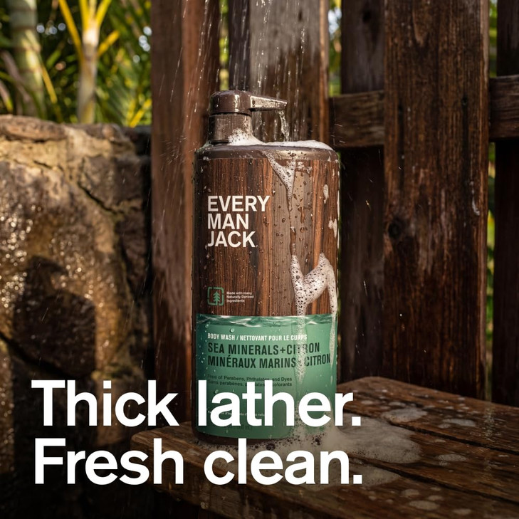 Every Man Jack Mens Hydrating Body Wash for All Skin Types - Cleanse and Hydrate Skin with Naturally Derived Marine Extracts, Coconut Oil, and a Sea