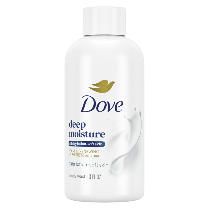 Dove Body Wash Deep Moisture for 24hr Lotion-Soft Skin Moisturizing Skin Cleanser with No Sulfates No Parabens 3 oz