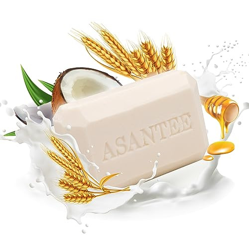 ASANTEE Rice Milk with Collagen and Honey Soap - Luxurious Body Soap for Soft, Clear, and Radiant Skin - Scent Long-Lasting (Pack of 6)