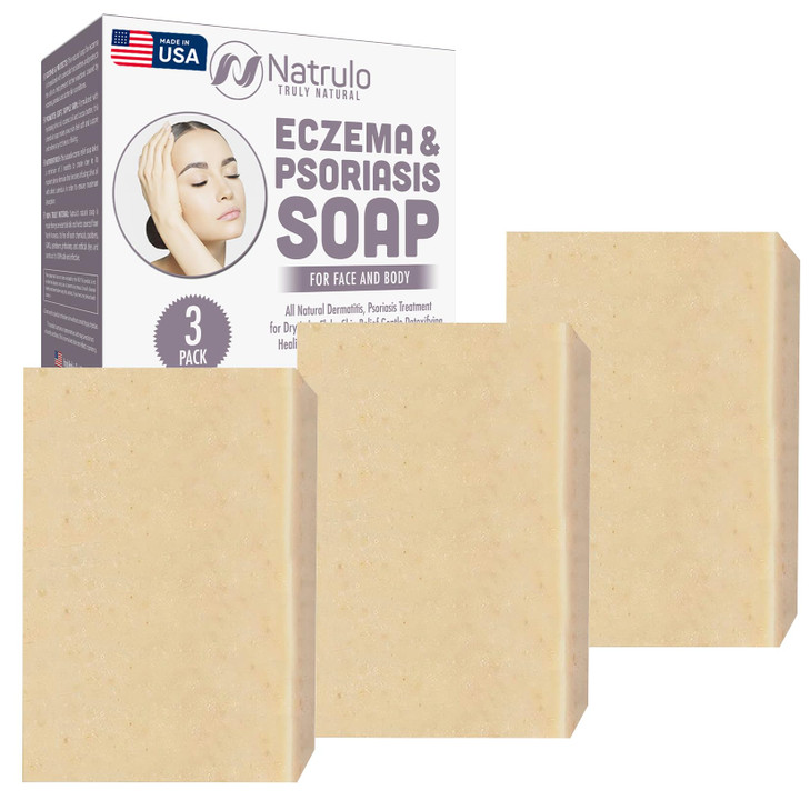 Eczema Soap Bar for Face and Body  All Natural Dermatitis, Psoriasis Treatment for Dry Itchy Flaky Skin Relief  Gentle Detoxifying, Healing, Anti-I