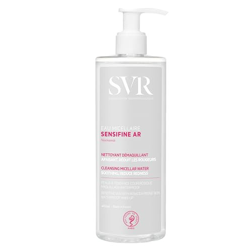 SVR Sensifine Micellar Water With Niacinamide. Soothing, Redness Relief Face Cleanser & Makeup Remover For Face, Eyes, Lips. Gentle, No Rinse Cleanse