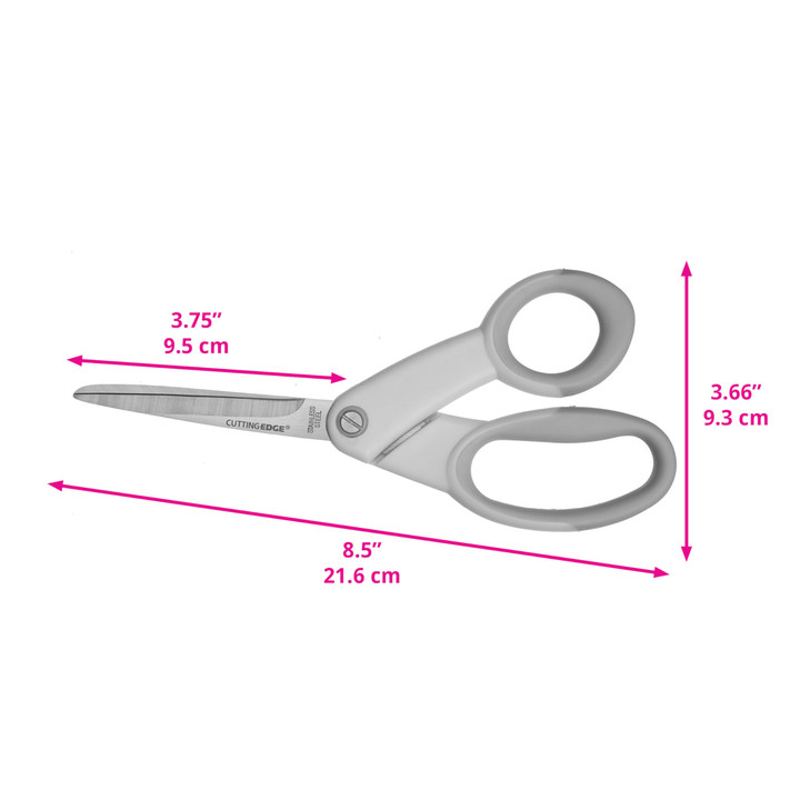 ECR4Kids Ultra-Grip 8.5" Stainless Steel Scissors with Soft Comfort Grip, Office Supplies, Assorted, 3-Pack