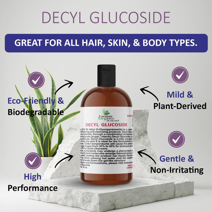 Dr Joe Lab Decyl Glucoside Natural Surfactant - Surfactants for Soap Making, Lauryl Glucoside, DIY Shower Gel, Skin Care, Body and Face Wash, Plant D