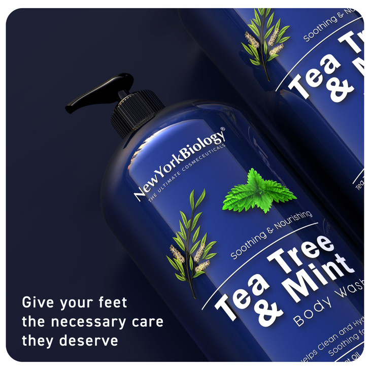 New York Biology Tea Tree Mint Body Wash for Men and Women - Moisturizing Body Wash Helps Soothe the Skin - Refreshing and Hydrating Cleanser for Bod