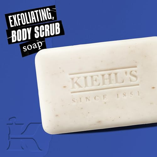 Kiehl's Ultimate Man Body Scrub Exfoliating Bar Soap, Energizing Body Wash for Mens Skin, Cleanses & Exfoliates Dirt and Oil, with Oat Bran & Pumice