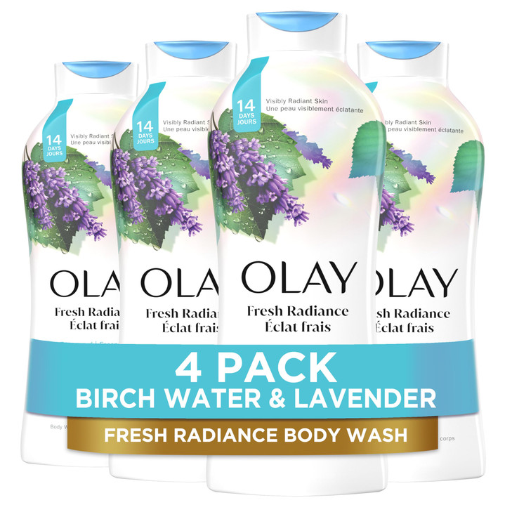 Olay Body Wash for Women, Fresh Radiance, Refreshing & Renewing, Made with Plant Based Cleansers, B3 Botanical Complex, For All Skin Types, Birch Wat