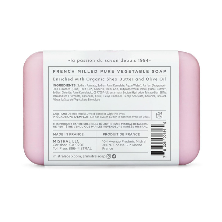 Mistral Classic French Bar Soap, Champagne Peony, 7 oz - Triple-Milled Luxury Natural Soap with Organic Shea Butter & Olive Oil | Long-Lasting Moistu