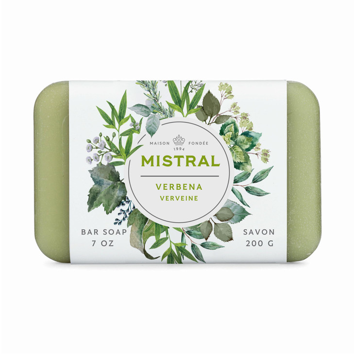 Mistral Classic French Bar Soap, Verbena, 7 oz - Triple-Milled Luxury Natural Soap with Organic Shea Butter & Olive Oil | Long-Lasting Moisturizing B