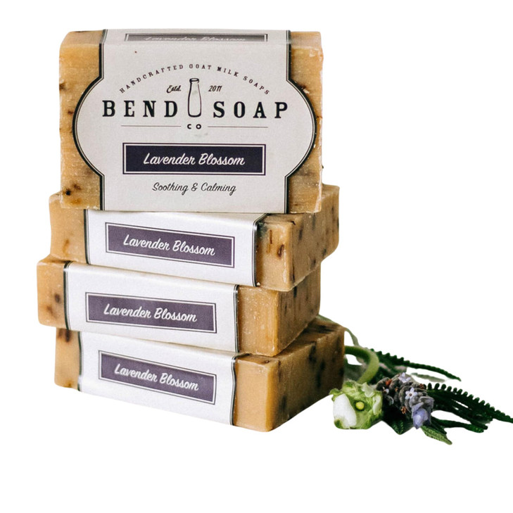 All Natural Goat Milk Soap - Handmade in USA - Soothe Cracked Skin, Relax and Exfoliate - Dry Skin Relief (Lavender Blossom, 4 Pack of 4.5oz)