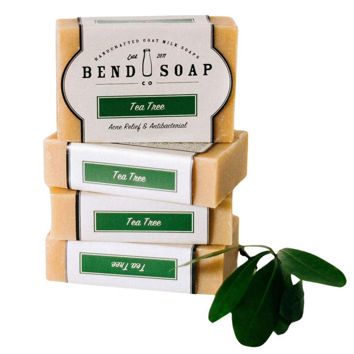 Bend Soap Company Tea Tree Goat Milk Soap - All Natural, Paraben and GMO Free - Handmade in USA - Soothe Cracked Skin, Relax and Exfoliate - Overall