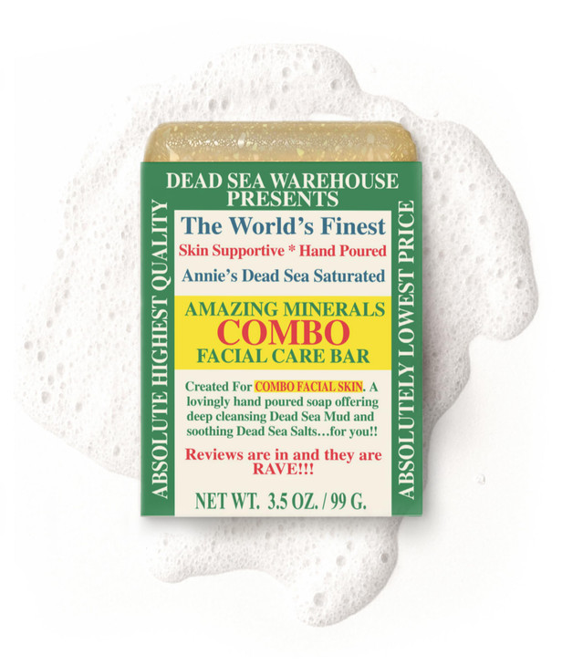 Dead Sea Warehouse - Dead Sea COMBO Facial Care Bar - Face Soap for Women and Men - Clarifying Dead Sea Mud & Salt Soap for Combination Skin, Handmad