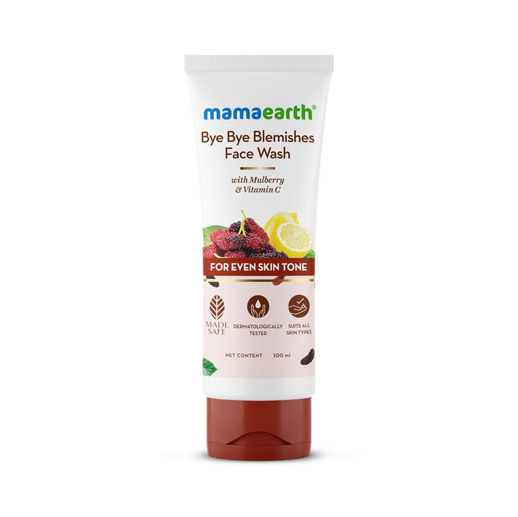 MAMAEARTH Mulberry & Vitamin C Face Wash with Niacinamide for Skin Cleansing & Refreshing Glow | Gently Removes Dirt & Impurities | 3.38 fl oz (100 m