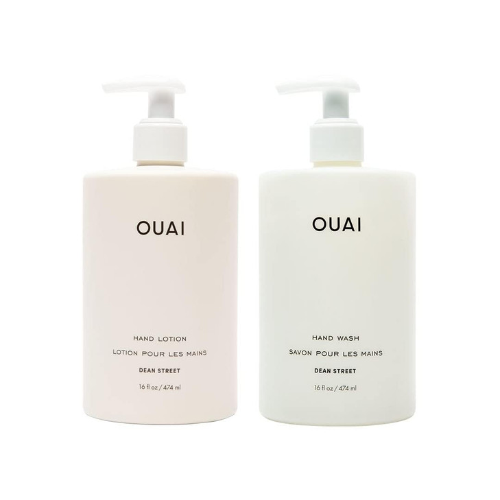 OUAI Hand Wash and Hand Lotion Set, Dean Street Scent - Moisturizes and Exfoliates with Daily Use - Made with Jojoba Esters, Avocado & Rosehip Oils (
