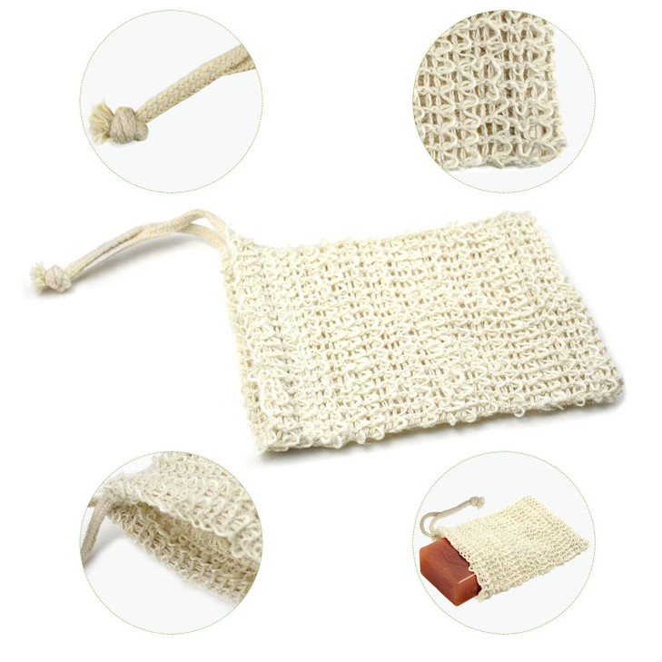 E-KNOW Soap Saver Pouch, Soap Bag Body Scrubber for Bar Soap or Soap Lift, Body Exfoliator Sponge for Bath or Shower, 4 Pack Soap Bag + 3 Piece Soap