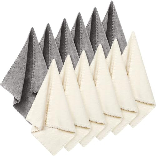 Syhood 12 Pieces Face Wash Cloth 12 x 12 in Makeup Remover Cloths Towel Coral Velvet Facial Microfiber Soft Fast Drying Facial Cleansing Towel for Fa