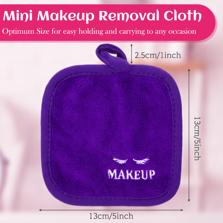 Queekay 48 Pcs Makeup Remover Cloths Reusable Washable Remover Pads Soft Microfiber Face Towels Facial Cleansing Cloths for Face Hand Eye Lips Bathro