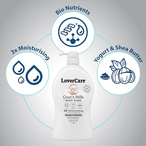 Lover's Care Goat's Milk Moisturizing Body Wash Shower Cream Pearl 40.7 Fl.Oz- Pack of 2