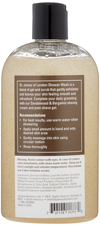St James of London Sandalwood & Bergamot Body Wash, 16.9 Fl Oz