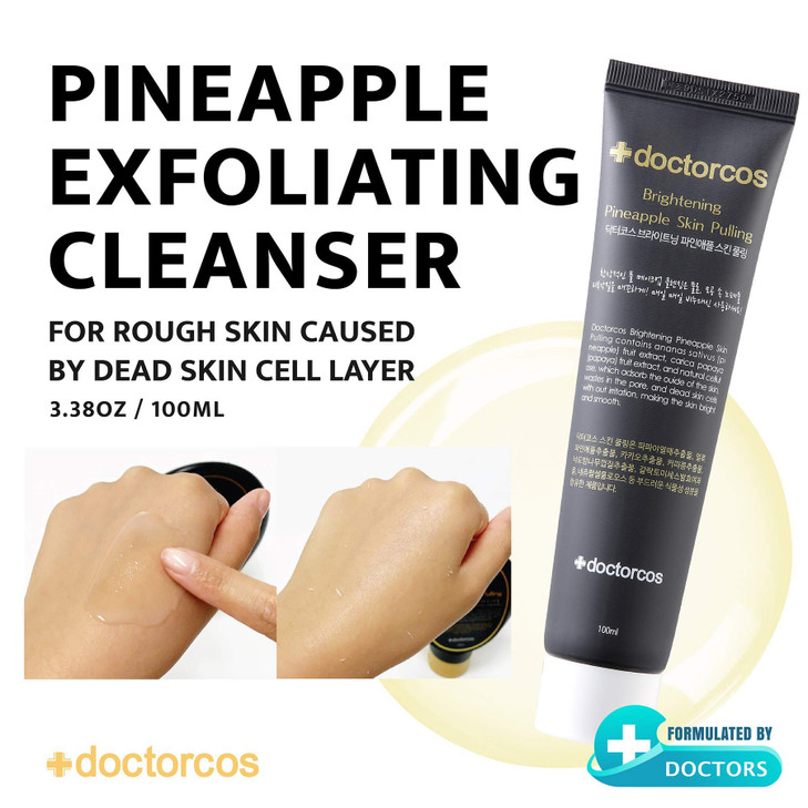 DOCTORCOS Brightening Pineapple Skin Pulling Face Cleanser 100 ml | Black head, Dead skin cell remover | Facial Make Up Cleanser | Face Scrub | Exfol