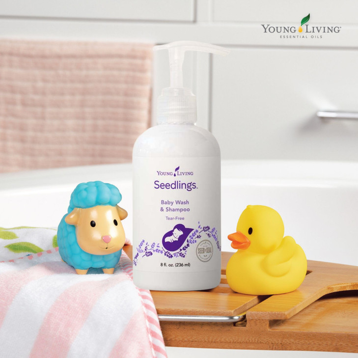 Young Living - Seedlings Baby Wash & Shampoo 8 fl oz | Gentle Baby Bath Products | Sweet & Calming Aroma for Babies | Infant Skincare for Nighttime R