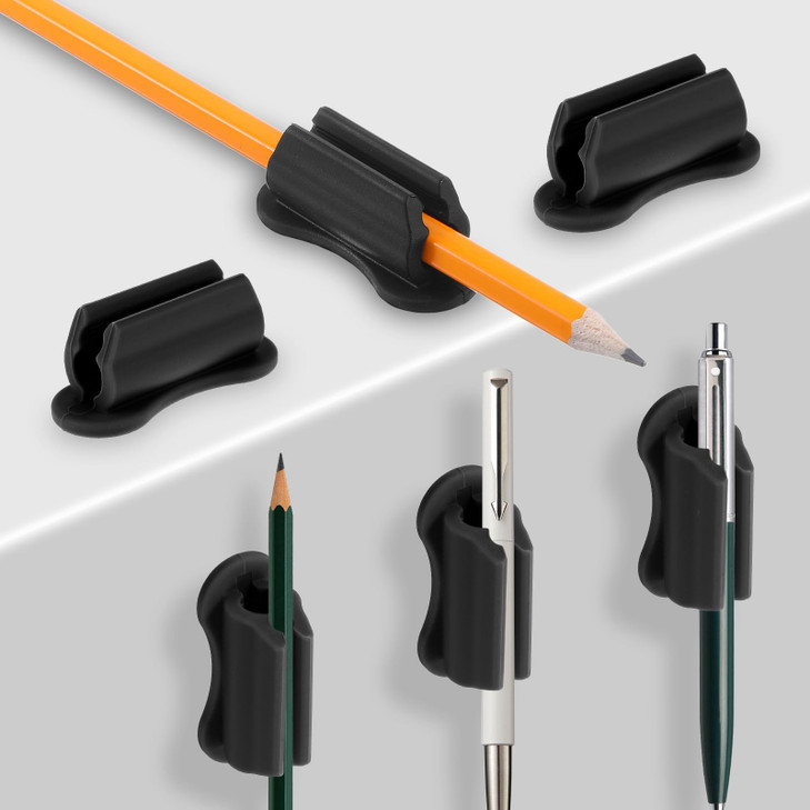 KFHENSOMR 6Pcs Adhesive Pencil Holders for Desk Silicone Pen Holder for Wall Organizer Flexible Pencil Holder for Walls Clipboards Office Essentials