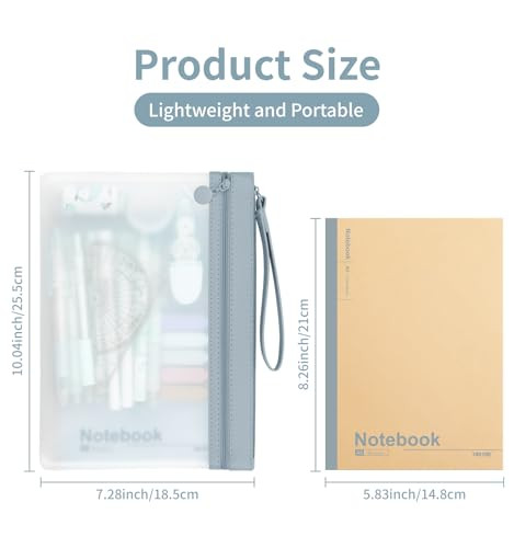 Clear Pencil Pouch, A5 Pencil Case Pouch with Zipper, Large Pencil Case with Double Pockets, Durable and Waterproof, Pencil Pouch for Office School S