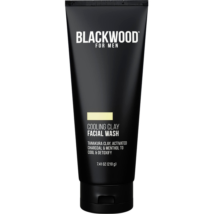 Blackwood For Men Cooling Clay Face Wash - Activated Charcoal, Menthol, & Tanakura Clay Cleanser & Mask for Deep Cleansing & Acne Treatment - Sulfate