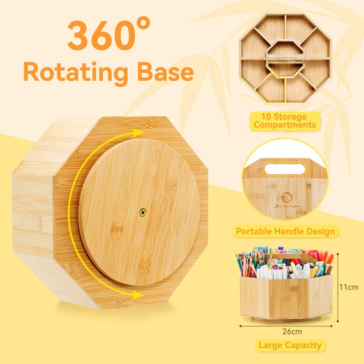 Ohuhu Rotating Marker Organizer for Alcohol Markers, 360-Degree Rotating Bamboo Storage Hold 162 Honolulu& B Alcohol Markers, Pens Pencil Holder with