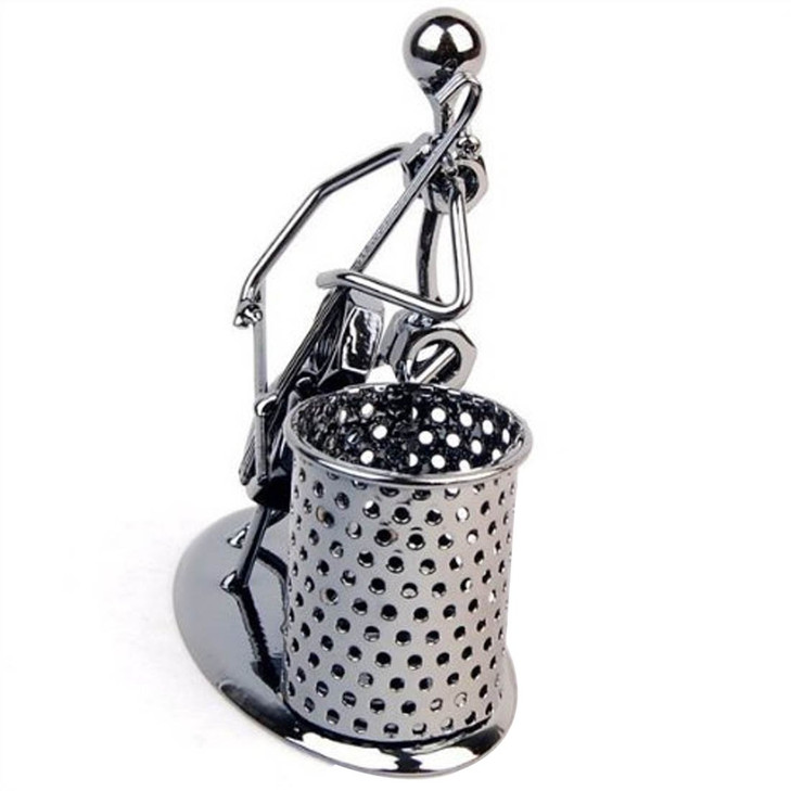 Winterworm Pen Container Holder Pencil Cup Iron Art Music Figure~Home Office Desk Decor Gift Perfect Father Gift(C77 French horn)