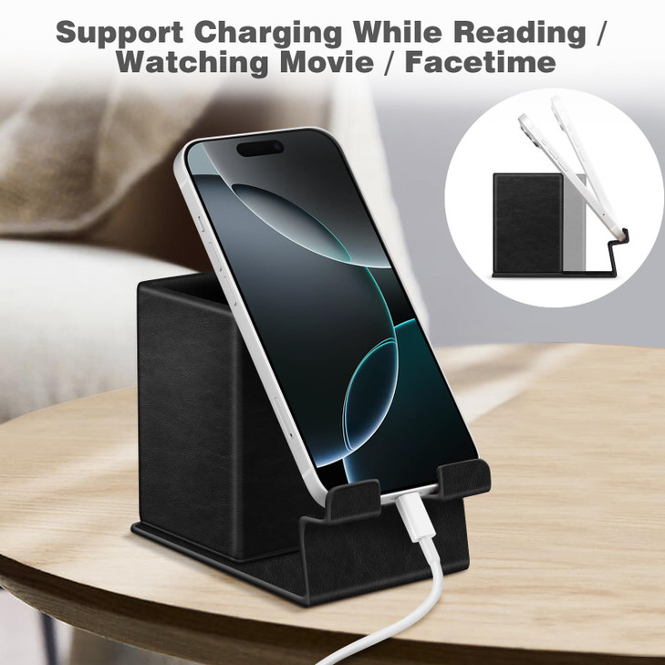 FINTIE Pencil Holder With Phone Stand, Eyeglasses Holder, Desktop Organizer Nightstand Accessories Office Supplies Case, Love Tree