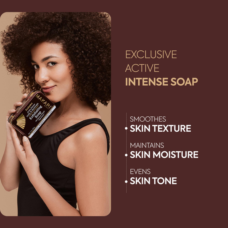 MAKARI Exclusive Active Intense Exfoliating Soap (7oz) | Unify & Illuminate | Advanced Brightening Bar for Dark Spots and Blemishes | Exfoliates Dead