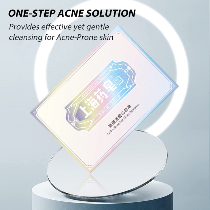 Bee & Flower Shanghai Yaozao Sulfur Soap for Acne Treatment 10% Sulfur Soap Cleansing Bar for Face and Body, All Natural Facial Cleanser for Acne, Oi
