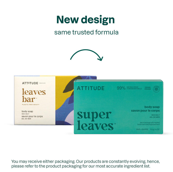ATTITUDE Bath and Shower Body Soap Bar, EWG Verified, Plastic-free, Plant and Mineral-Based Ingredients, Vegan and Cruelty-free Personal Care Product