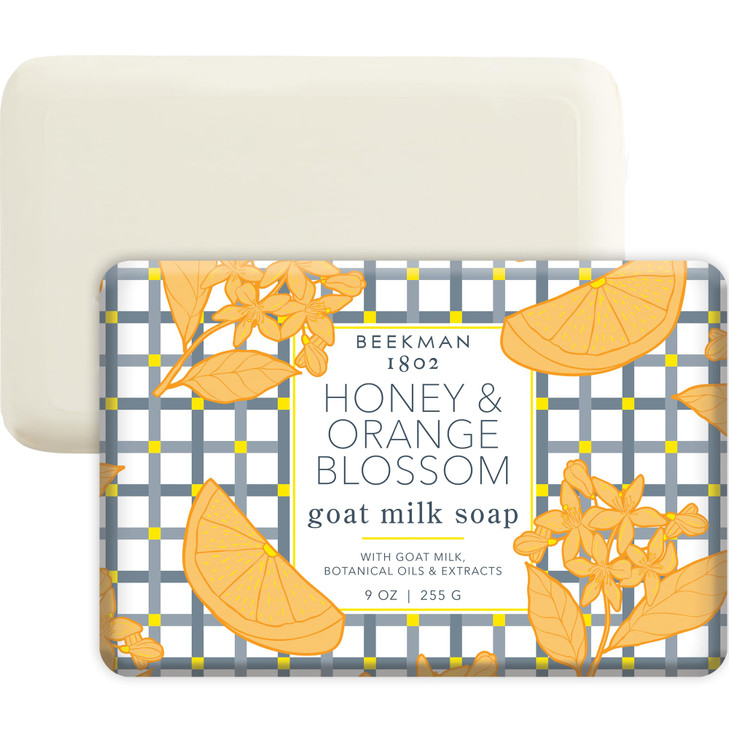 Beekman 1802 Goat Milk Body Soap Bar, Honey & Orange Blossom - Scented - 9 oz - Nourishes, Moisturizes & Hydrates - 100% Vegetable Soap with Lactic A