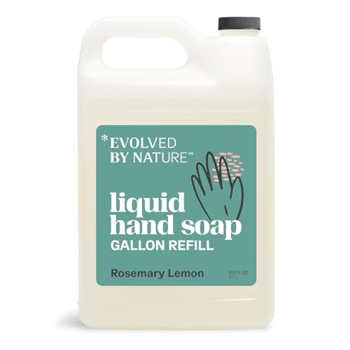 EVOLVED BY NATURE Liquid Hand Soap Refill, 128 Oz, Rosemary Lemon, Biodegradable Formula
