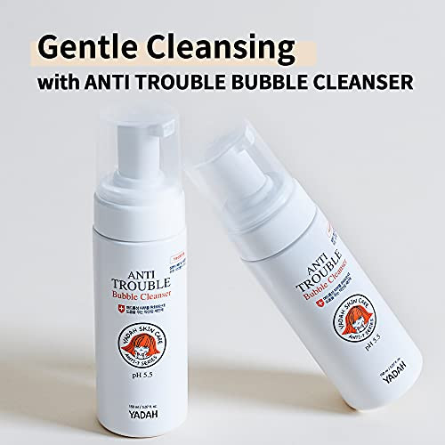 YADAH Anti Trouble Bubble Cleanser 5.07 Ounce, Facial Cleanser with Salicylic Acid for Acne, Vegan Skincare for Sensitive Skin